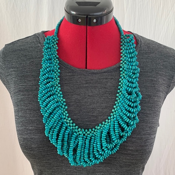 Jewelry - Turquoise wooden bead tribal necklace